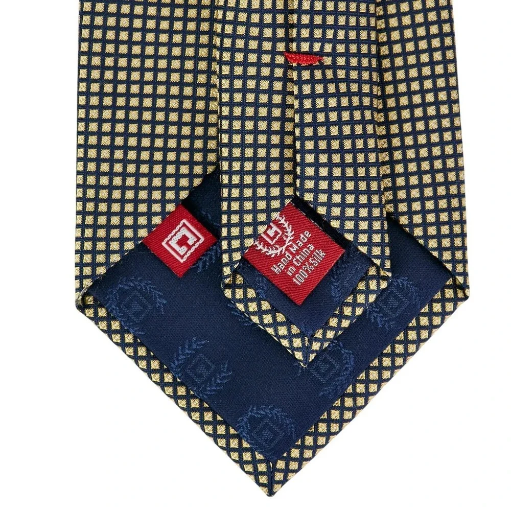 CHAPS Vintage Men's 100% Silk Necktie Designer Geometric Gold/Black Hand‎ Made